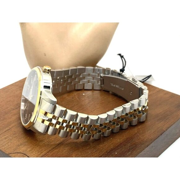 Bulova Mens Watch 98D163 Black Dial Diamond Accent Quartz Two Tone Steel - Picture 9 of 14